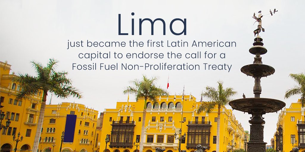fossiltreaty's tweet photo. Lima just called for a #FossilFuelTreaty that
 
🚫Ends expansion of coal, oil &amp; gas
👋Phases out fossil fuels
⚖️Supports a #JustTransition
 
This is more exciting news to come out of Latin America recently showing real moves on fossil fuels🧵

Read more: https://t.co/yEftcB0NId https://t.co/NaOPoivBMA