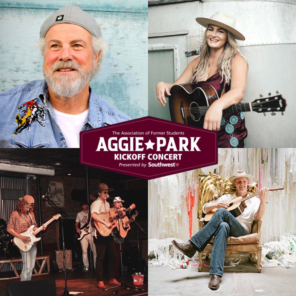AggieNetwork's tweet photo. For the Aggie Park Kickoff Concert presented by @SouthwestAir, the acts opening for @robertearlkeen ’78 are fellow Aggie musicians AND Robert Earl fans! Read what @maxstalling '89, The Barn Dogs and @Ju_JuOnThatBeat '18 say about REK's influence https://t.co/OXVopNhBQ6 🎸🎶 https://t.co/sZHeCfEqEg
