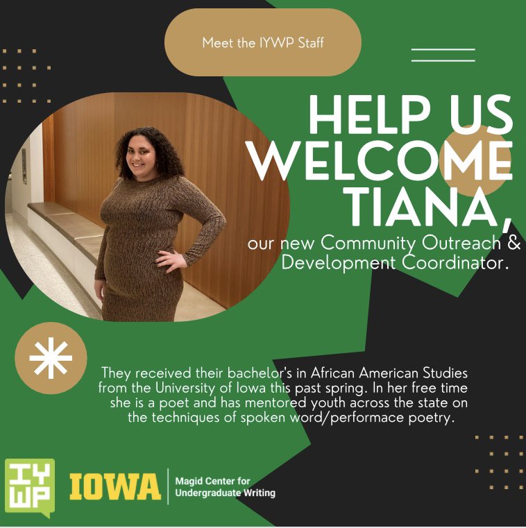 I_Y_W_P's tweet photo. Meet one of our newest staff members, Tiana (she/they)! #meetthestaff #iywp https://t.co/ZO2vYuchGe