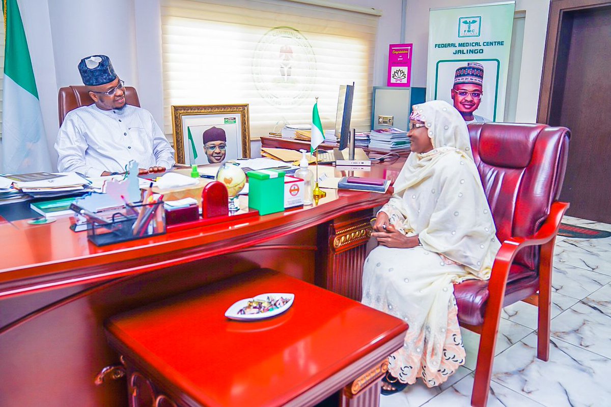ProfIsaPantami's tweet photo. The Minister of Communications and Digital Economy,@ProfIsaPantami received in audience, the Vice Chancellor, Federal University Gashua, Yobe State, Professor Maimuna Waziri on a working visit to appreciate major ICT interventions provided for the university and seek for more. https://t.co/q1PT6oDa9m
