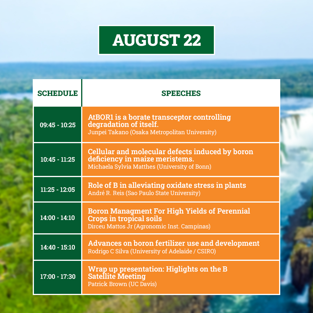 ipnc2022's tweet photo. Follow the schedule of the first two days of the 19th International Colloquium on Plant Nutrition.
Learn about times, activities, and the professionals who are participating.
To know the complete program, access
https://t.co/yyKVrhh2ZS 👈
#IPNC #Colloquium #PlantNutrition https://t.co/y3FzZXuvFL