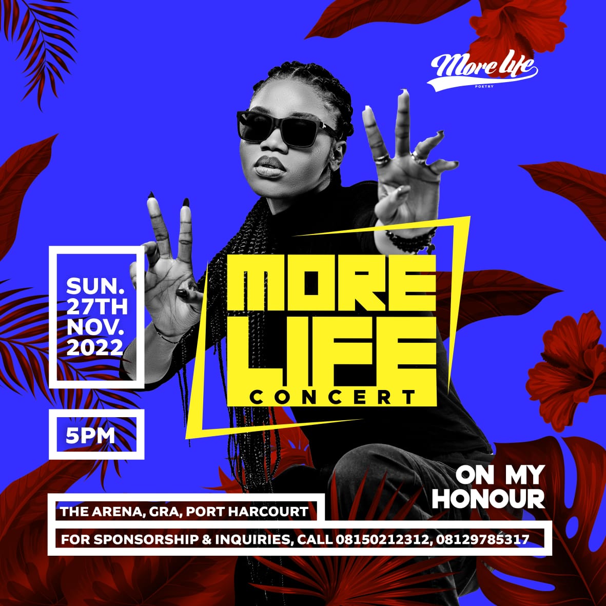 This November, the 4th edition of the More Life Concert will be happening live at the Arena Event Center, GRA, Port Harcourt. 
Theme: On My Honour
You know we keep it classy immersive and entertaining.
Brace yourself 
#morelifeconcert2022
#OnMyHonour