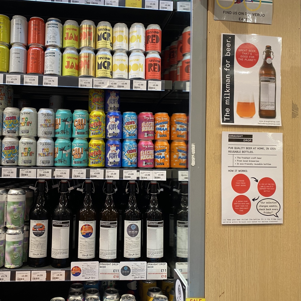 draughtdrop's tweet photo. 📢BIG NEWS...we're now stocked in @EAT_17 Walthamstow! 

You can find our refillable bottles of local draught beer in the fridge. Our selection changes weekly so check in every Friday to see what's on tap and don't forget to bring your empty bottles back with you each time. 🙌 https://t.co/XA7wtbsA6x