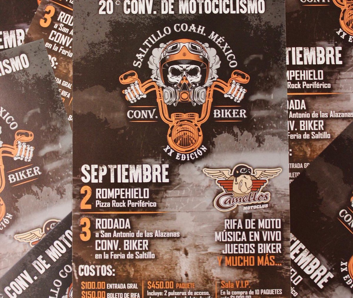 Rueda de prensa “Camellos Motoclub Saltillo 2022”
Por el 28 Aniversario este 2 y 3 de septiembre se llevará a cabo la 20º Convención Internacional de Motociclismo, se esperan alrededor de 1000 motociclistas y 20,000 personas durante los 2 días. 

¡Te esperamos!
#Saltillonosune