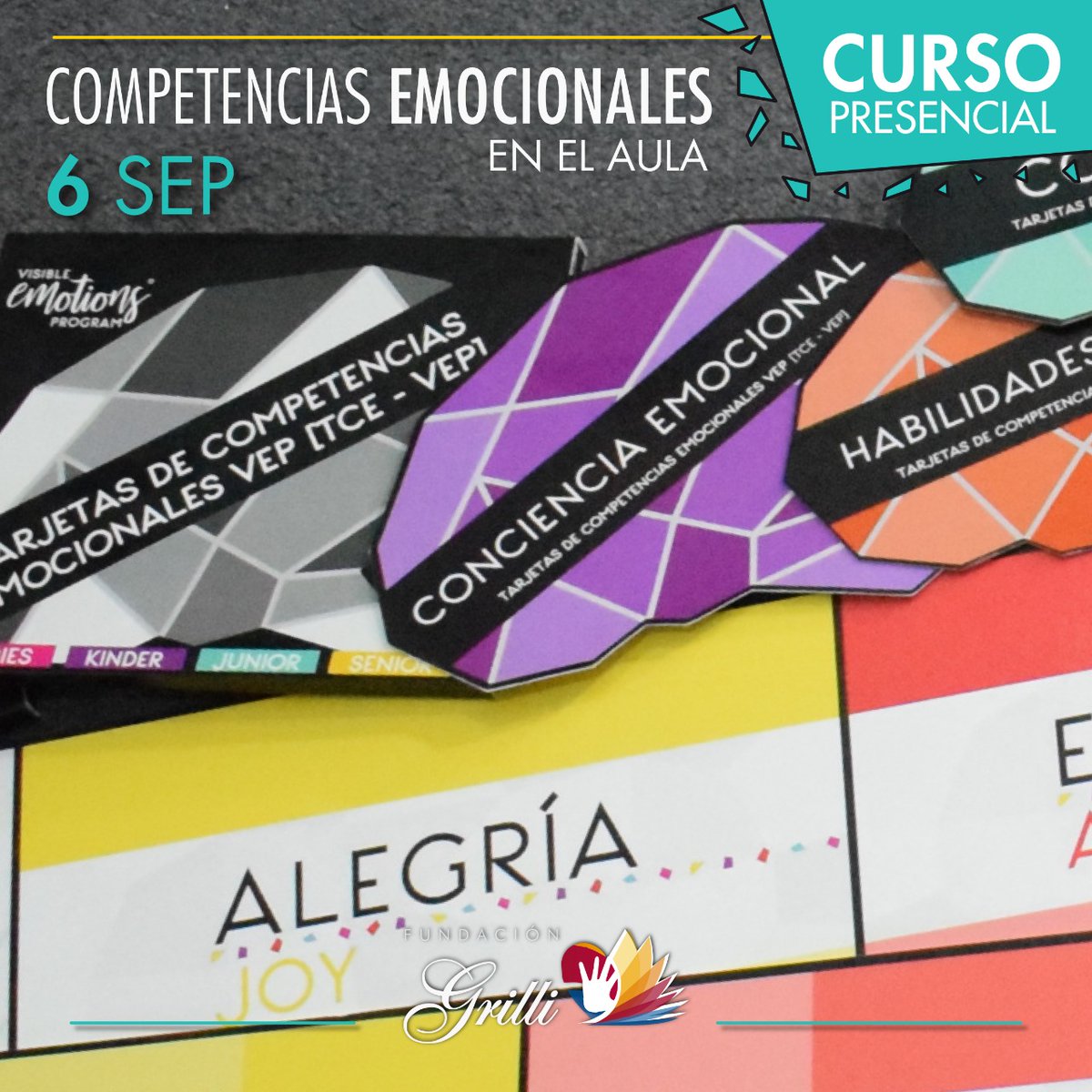 -COMPETENCIAS EMOCIONALES EN EL AULA-
Curso de Formación en Educación Emocional a través del Programa VEP (Visible Emotion Program)
PRESENCIAL-Fecha: 6/9/22. Informes: Wsapp:1159072247  informes@fundaciongrilli.org.ar
#Capacitación #educacionemocional #competencias #workshop