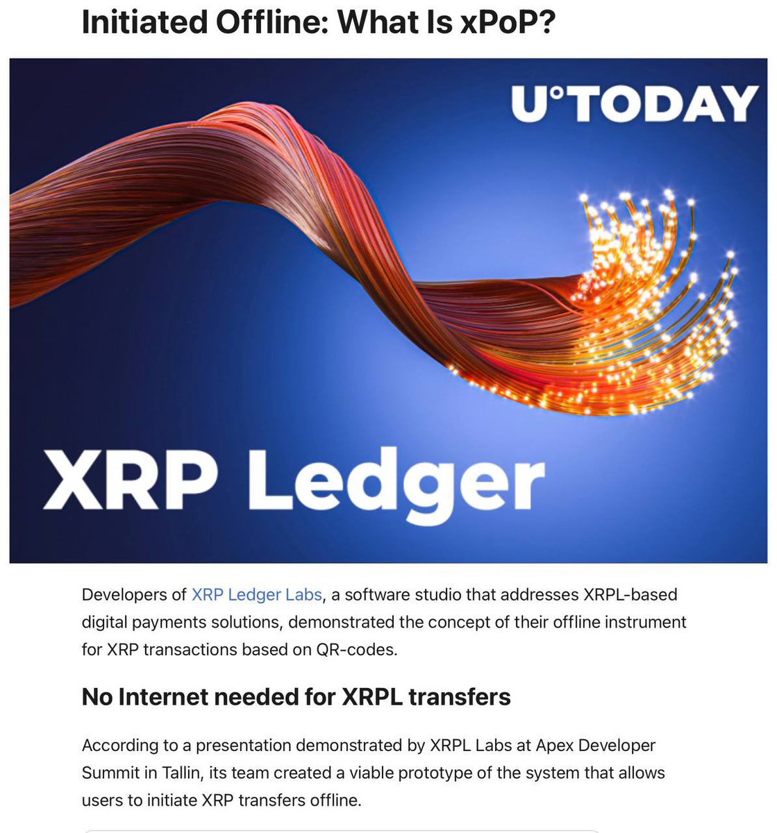 Mind blowing and revolutionary you DONT need an Internet connection to use the  #XRPL , Im just saying you do the math!