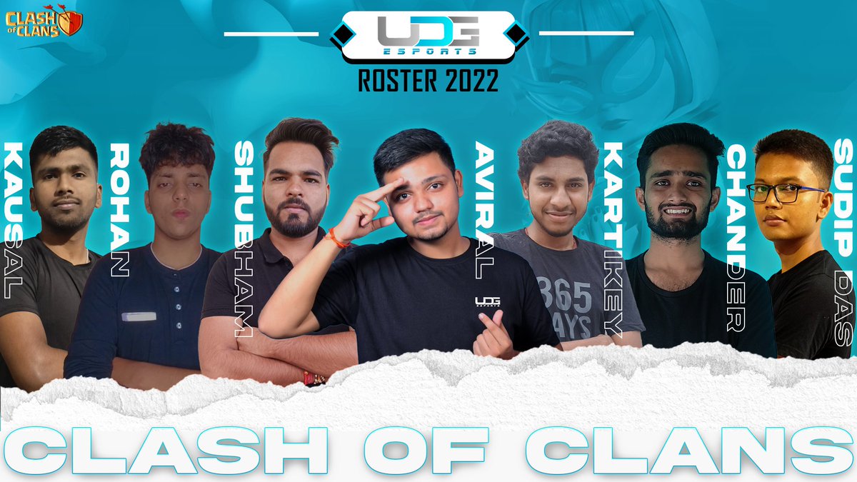 esports_udg's tweet photo. Taking things a step further, we hereby announce our official competitive Clash of Clans roster.

Introducing: Team UDG
@Avijack_19 @kardy2408 @GhadgeKaushal @ShubhamPHL 

#ClashOfClans #ClashEsports @CoCEsports 

Banner credit: @carinabeast https://t.co/3LM3ttq7Wr