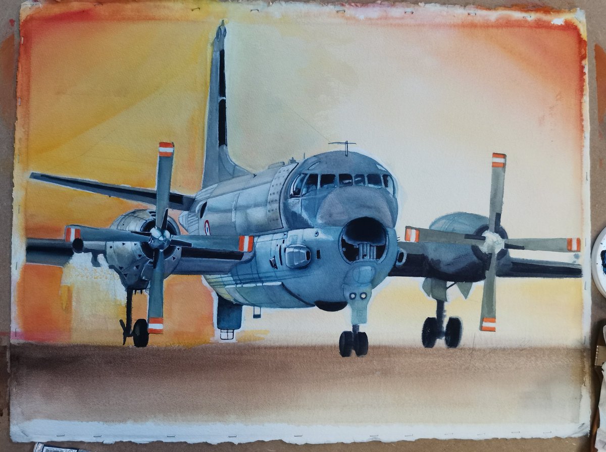 FdOrangeARTSOF's tweet photo. Atl2 watercolor in progress by #fOrangeArt #BALDINOTTIFrancois #PAE #peintredelair #peintredelairetdelespace official French Air force painter from 2019 to 2022 #aviationart #avion #aviondechasse #PATMAR #avgeeks #AMDBA #AVIONMARCELDASSAULTBREGUETAVIATION #DASSAULTAVIATION https://t.co/Wx5lUE5MCk