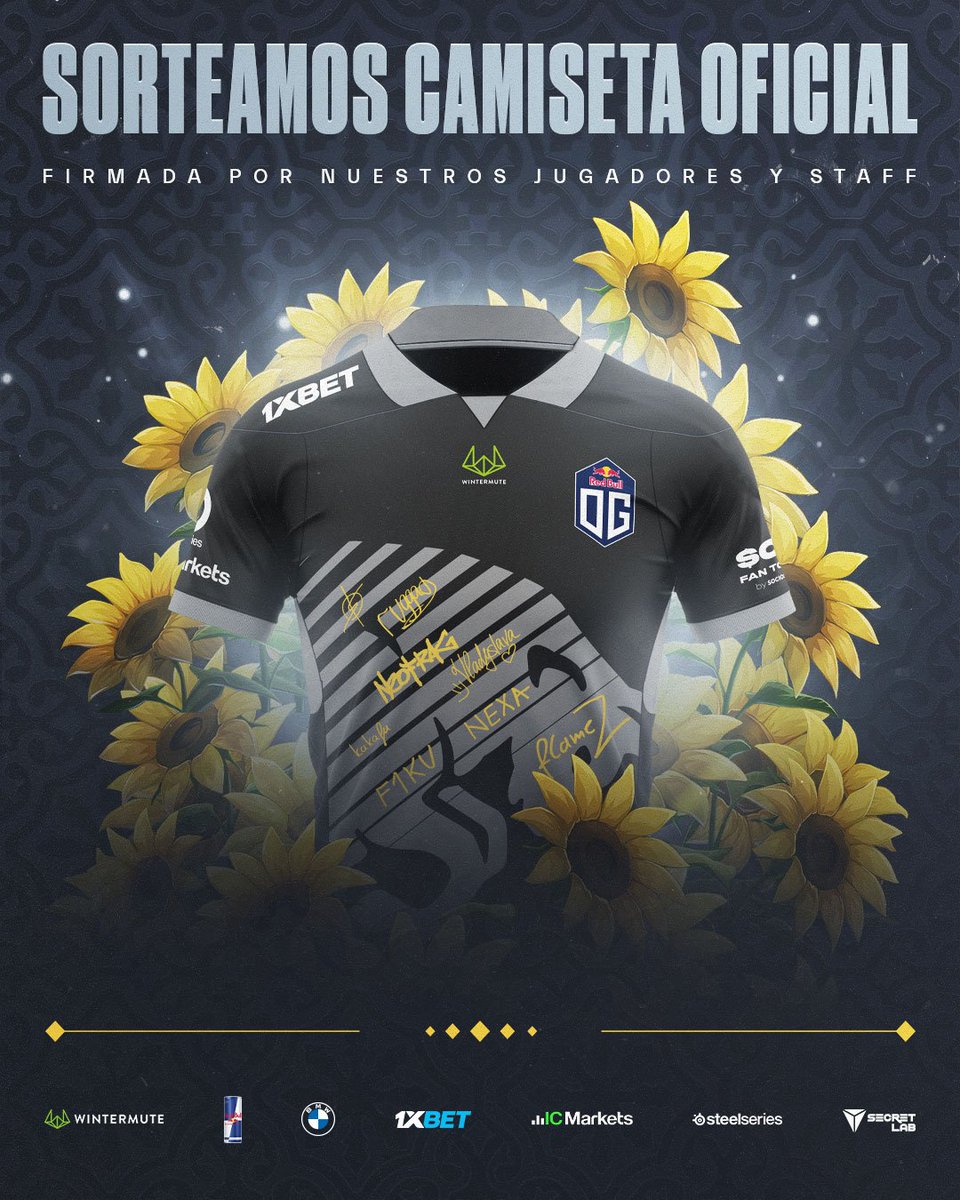 OG en Español (@oglatino) on Twitter photo LO PROMETIDO ES DEUDA🥳
Vamos a celebrar nuestro lanzamiento sorteando una camiseta oficial firmada por nuestros jugadores🌻
Para participar
✅Follow <a href="/OGlatino/">OG en Español</a>
🔂RT & Like esta publicación
🏷️Menciona en los comentarios a algún amigo que aún no nos conozca
📅Finaliza el 4/09! LO PROMETIDO ES DEUDA🥳
Vamos a celebrar nuestro lanzamiento sorteando una camiseta oficial firmada por nuestros jugadores🌻
Para participar
✅Follow <a href="/OGlatino/">OG en Español</a>
🔂RT & Like esta publicación
🏷️Menciona en los comentarios a algún amigo que aún no nos conozca
📅Finaliza el 4/09!