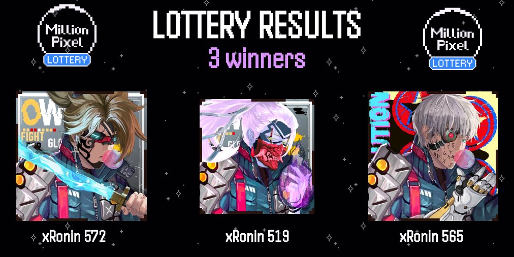 Millionpixelxrp's tweet photo. ⭐️PIXEL WALL LOTTERY RESULTS⭐️
Everyone who owns a place on the Pixel wall participated for these 3 amazing @xrpRonin NFTs😎
🧵Results in thread👇
#XRParmy #XRPcommunity #Pixelwall https://t.co/XmRzGBW0lt
