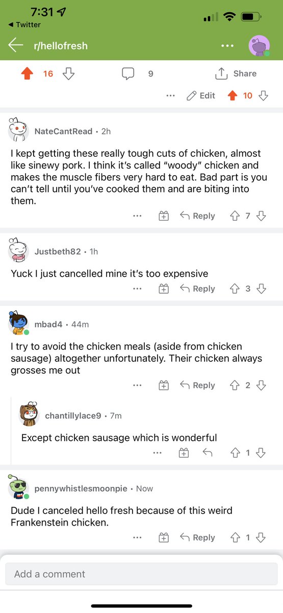 commissionerkt's tweet photo. @HelloFresh Apparently several people feel the same way about your chicken. https://t.co/EwLV9Hu4rw