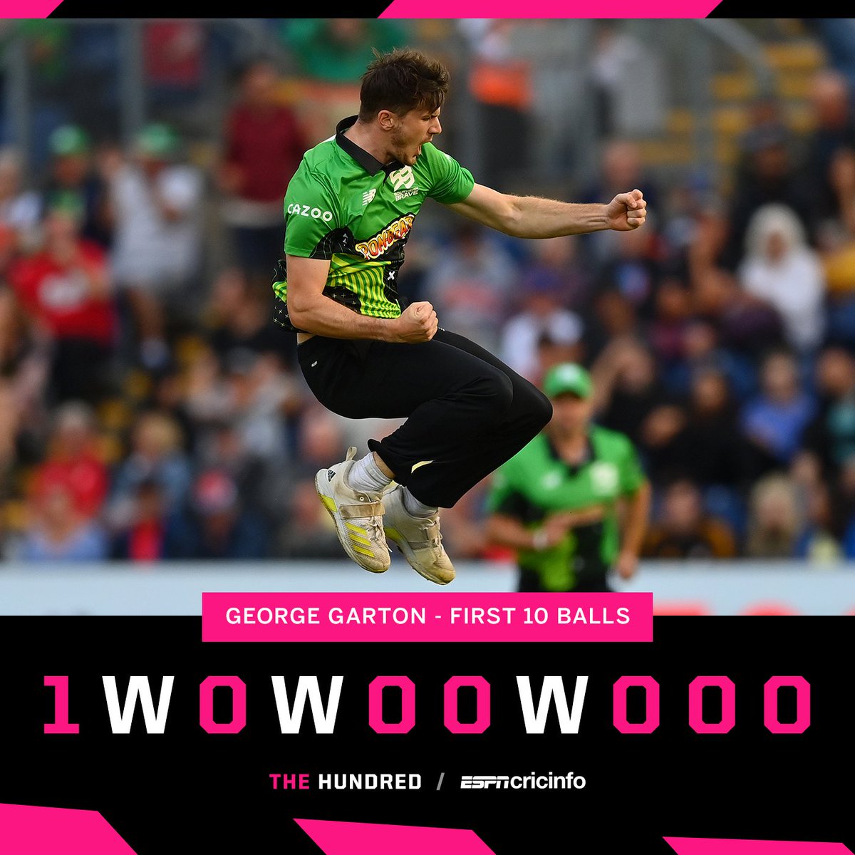 cricinfo's tweet photo. An unbelievable start by George Garton 🙌

https://t.co/DdySHP26Fp | #TheHundred https://t.co/kopiORyjkM