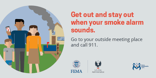 Teach children never to go back inside a building that is on fire for a person, pet, or belongings. #GetOutStayOut #KidsFireSafety #FireSafetyTip