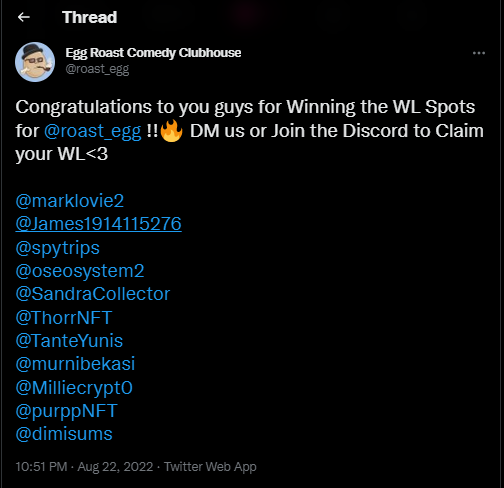 roast_egg's tweet photo. The Winner of our WL Spots Giveaway have been announced!!🚀💪
Go ahead and Claim them!✅
https://t.co/GMYOGgzYEu
#NFTCommunity #eggroast #nftarti̇st #ETH #Nfts #NFTGiveaway #Giveaway https://t.co/ubAKhB2jpp