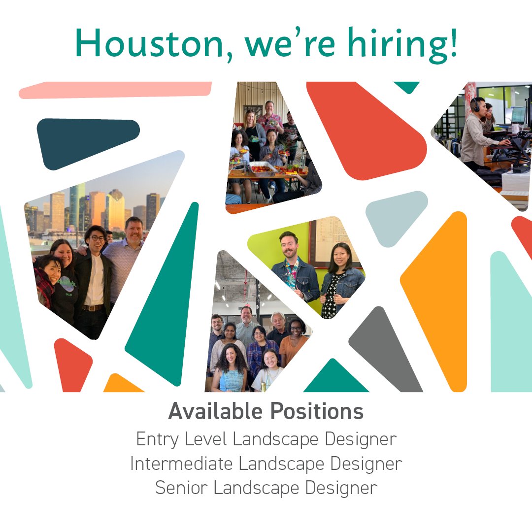 AsakuraRobinson's tweet photo. We're hiring for multiple exciting positions in our Austin and Houston office locations! Click the link for more information on these positions and apply! https://t.co/7a960vM3mO
#landscapedesigner #landscapearchitecture #urbanplanning https://t.co/hifCbcqNNe