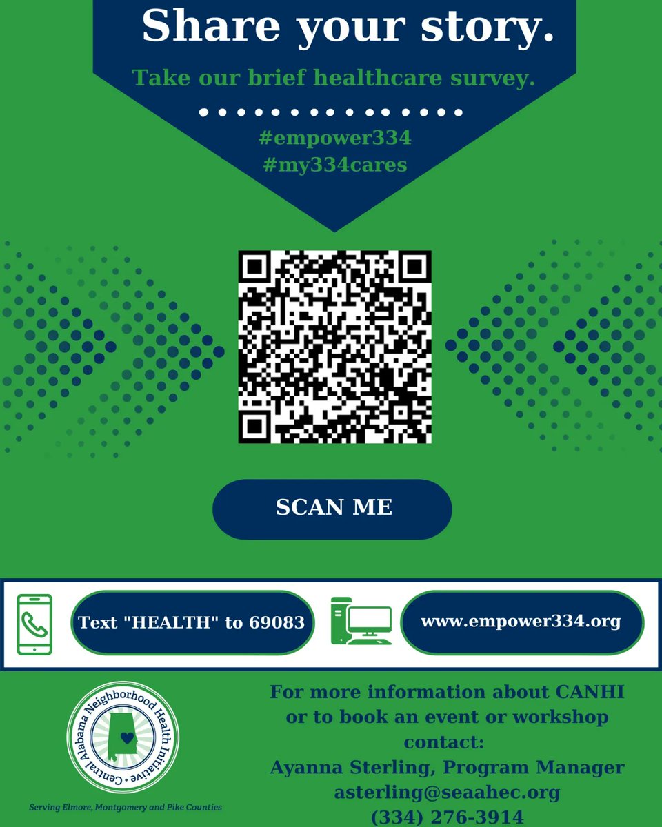 thebridgecentr's tweet photo. CANHIs mobile messaging campaign is LIVE! Text HEALTH to 69083 to opt-in to health literacy-related text messaging. You can also scan the QR code or visit the website to take a brief health care survey. 

#empower334 
#my334cares 
#AlabamaAHEC https://t.co/02sDIT2gJJ