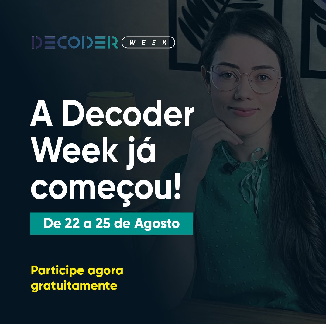 MichelliBrito4's tweet photo. A Decoder Week já começou e o acesso foi liberado! 

Não perca! Cadastre-se no link abaixo para receber seu acesso: https://t.co/3dmsYZfqKC https://t.co/9V6j5qLawc