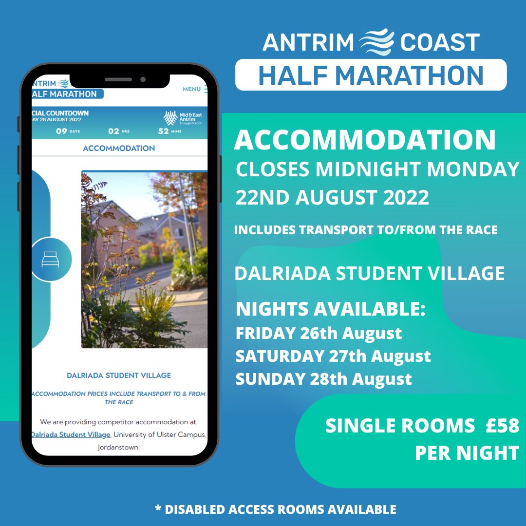 Antrim Coast Half Marathon on Twitter bookings for Dalriada Student Village