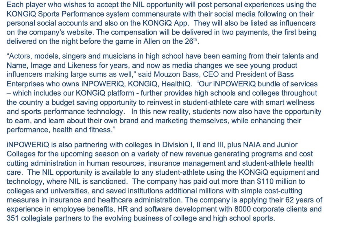 St. John Bosco announces that Sports Performance group signs NIL football deal. Each football player can participate.