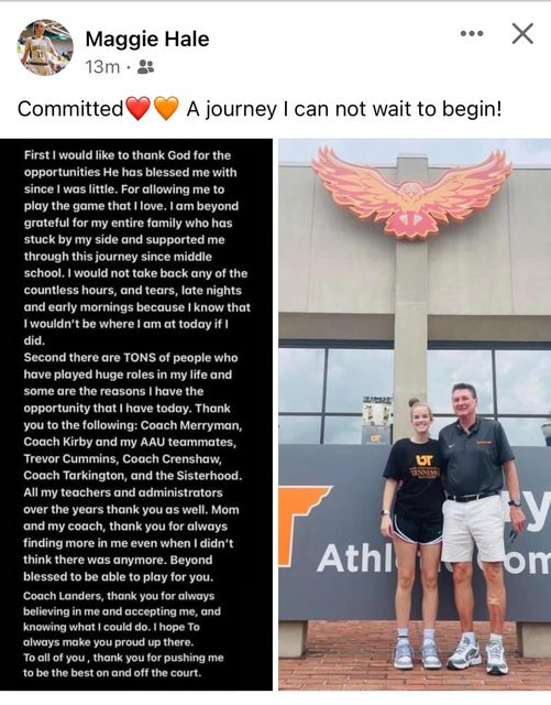 #RecruitTheSisterhood Congratulations to 2023 Senior Maggie Hale for committing to attend the University of Tennessee Southern! Go firehawks!