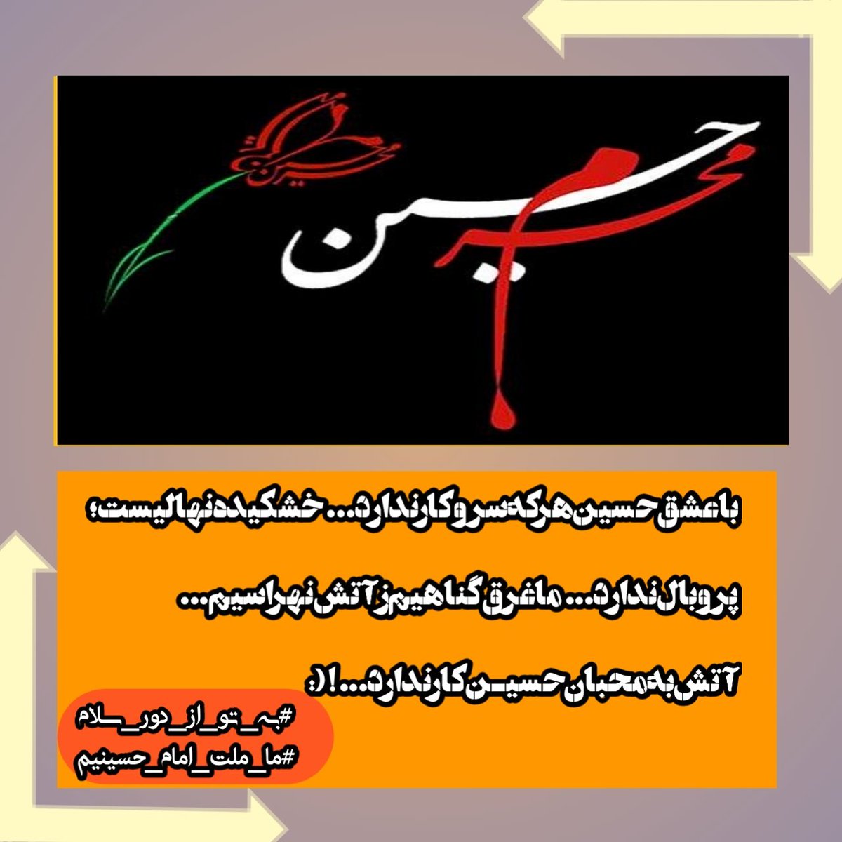 8_victor_1's tweet photo. باعشق‌حسین‌هرکه‌سروکارندارد... خشکیده‌نهالیست؛پروبال‌ندارد... ماغرق‌گناهیم‌زآتش‌نهراسیم... آتش‌به‌محبان‌حسیـن‌کارندارد... ! (:  #ما_ملت_امام_حسینیم    #به_تو_از_دور_سلام https://t.co/UgmoXY7EVG