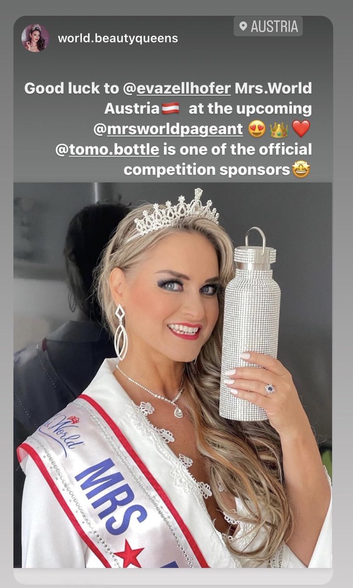 EvaZellhofer's tweet photo. Thanks for beeing mentioned by World.Beautyqueens #EvaZellhofer 👑🇦🇹 #MrsAUSTRIAWorld
#MrsWorld2022
#MrsWorld #MrsAustria
#MrsWorldPageant
#OfficialMrsWorld
#Mrs #World
#BeautyPageant
#WorldPerfection
#WestgateResorts #Tomo #tomoglam #drop4drop #worldBeautyqueens #Swarovski https://t.co/7R2M7ugrxP