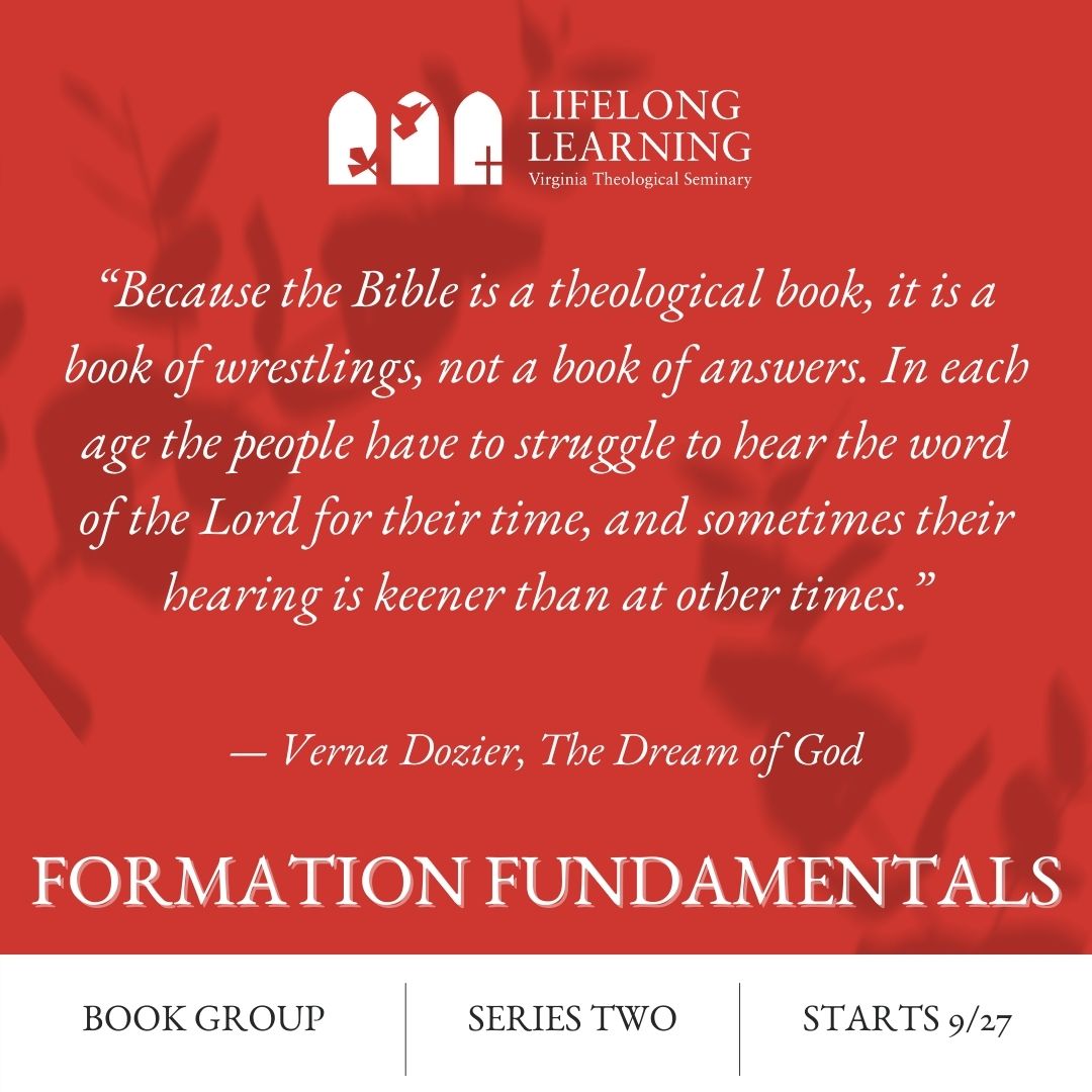 Looking for opportunities to connect with others around Christian formation? Join our Formation Fundamentals Book Group 📚 Our second series exploring The Dream of God by Verna Dozier begins online on 9/27.

Register here: bit.ly/39ZV6kd
<a href="/VTS_Seminary/">Virginia Theological Seminary</a>