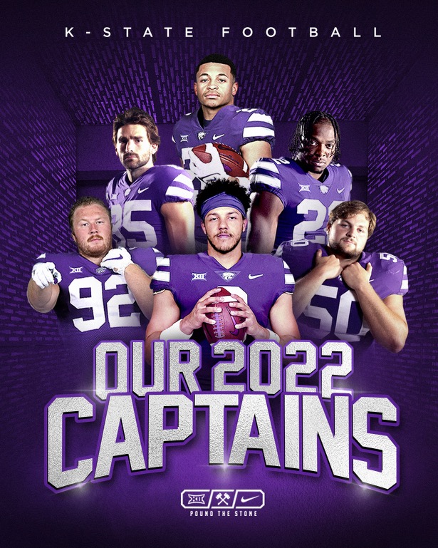 Our 2022 captains ⚒ @Elihuggs @Only1_Deuce2 @KadeWarner @MartinezTheQB @C_Vaughn22 @cooper_beebe