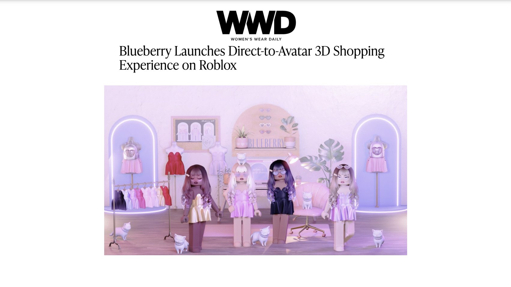 Blueberry Launches Direct-to-avatar 3D Shopping Experience on Roblox – WWD