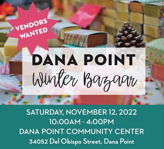 CityofDanaPoint's tweet photo. Looking to sell your handcrafted creations this holiday season?! Sign up for our Winter Bazaar! Email recreation@danapoint.org or call (949)248-3536 for more info. https://t.co/rQuE9LcBel