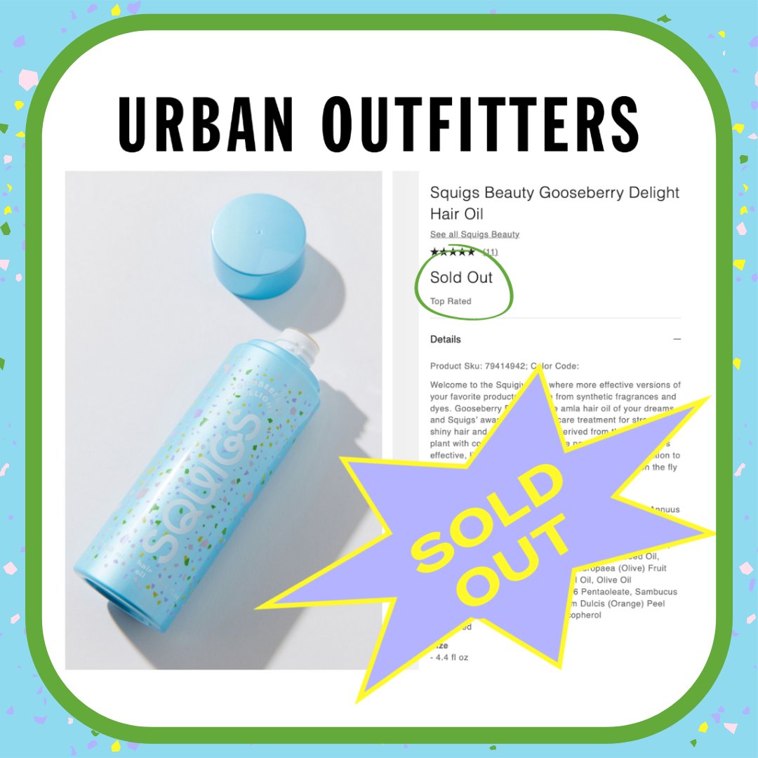 Gooseberry Delight Hair Oil is officially SOLD OUT at <a href="/urbanoutfitters/">Urban Outfitters</a>! We’re so so so thankful for all your support 🥰 💗 If you missed us on UO and still want to give our hair oil a try, you can shop on squigsbeauty.com! 🦋✨🪩 Stayed tuned for restock updates. 👀