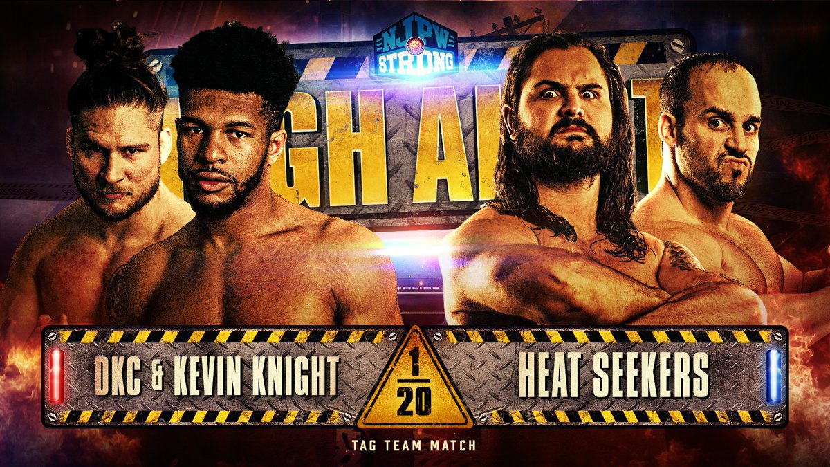 NJPWofAmerica's tweet image. Saturday 8/7c #njpwSTRONG continues the High Alert series!

In tag team action:
🚧 @Dylankylecox @Jet2Flyy 🆚Heat Seekers @sigmonwrestling @ElliottMorie

Tune in on @FiteTV and @njpwworld!

#njHighAlert