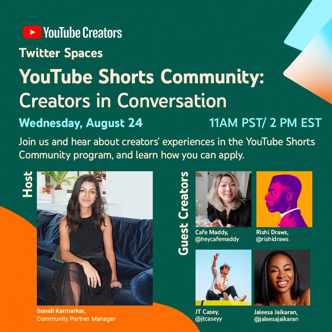 you have another chance to learn more about the #YouTubeShorts program this wednesday!  yt.be/youtubeshortsx…
