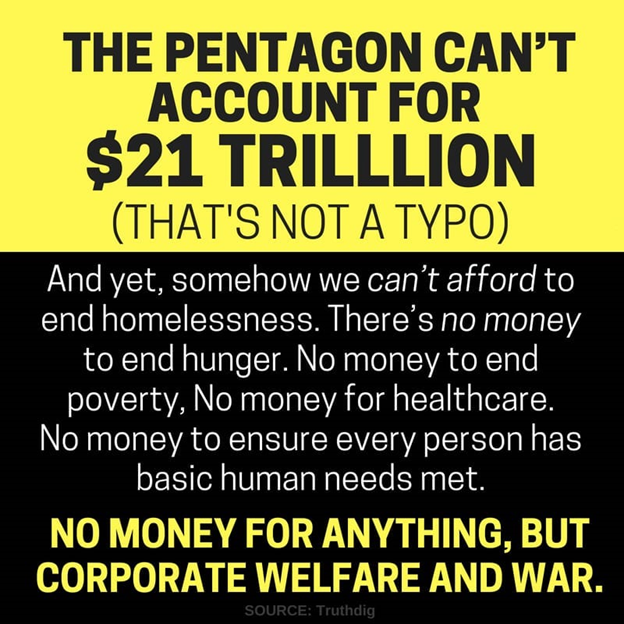 MarxistBunch's tweet photo. IMPORTANT! For everyone worried that cancelling #StudenDebt for the #StudentDebtCrisis will cause inflation. 

Rest Assured - even when the Pentagon lost TWENTY ONE TRILLION DOLLARS

There was NO impact on inflation. None

TWENTY ONE TRILLION

ZERO inflation impact. N-O-N-E, NADA https://t.co/QOIghaQhvO