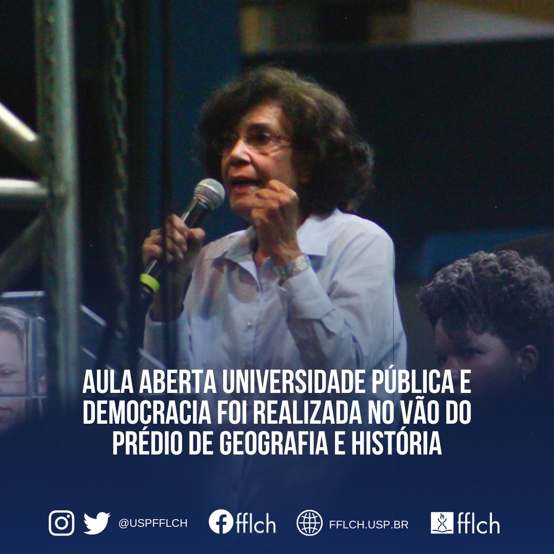 📰 Aula aberta Universidade pública e democracia foi realizada no vão do prédio de Geografia e História

​​​​​Na tarde do dia 15 de agosto, segunda-feira, foi realizada a aula aberta Universidade pública e democracia, +
