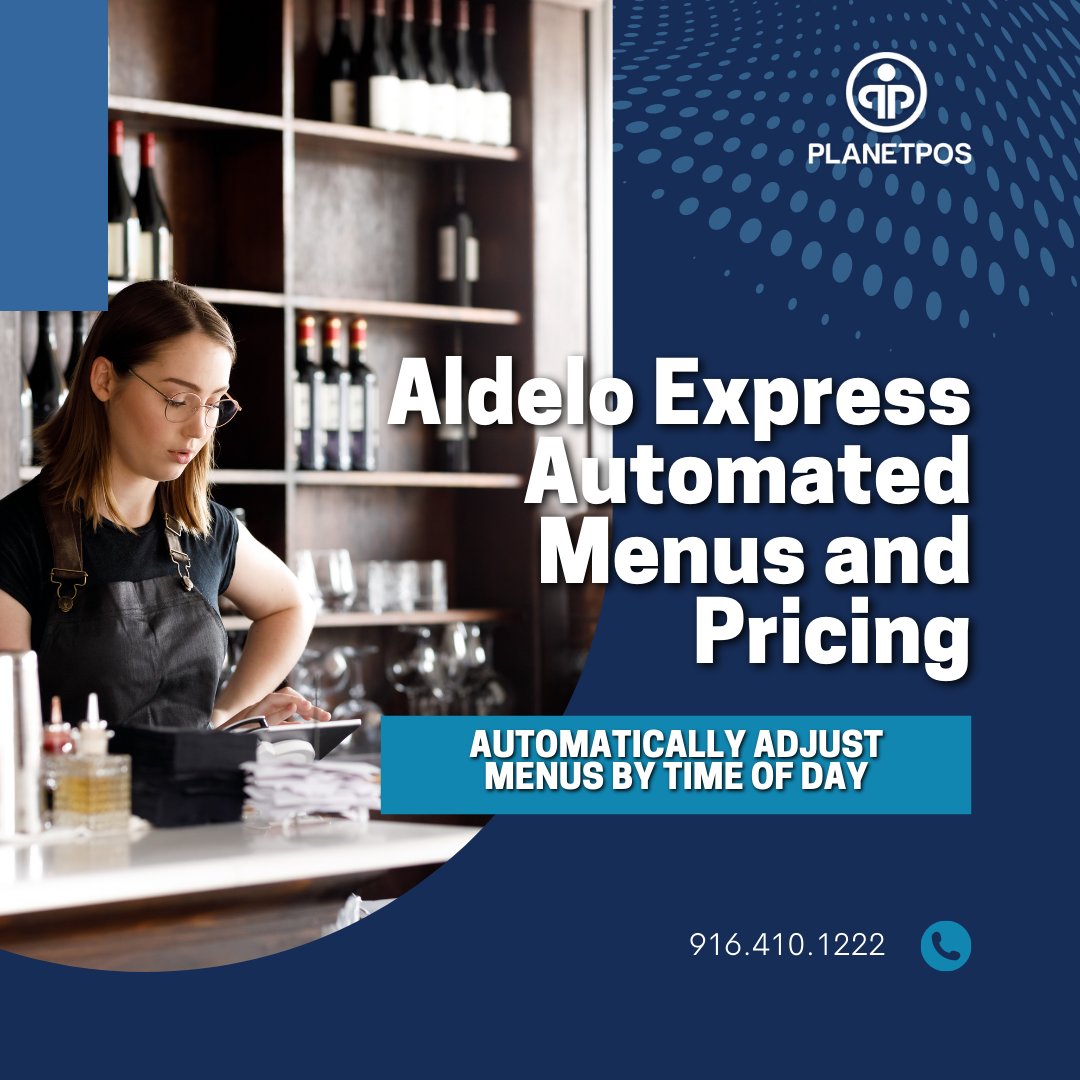 planetpos's tweet photo. Menus can be easily adjusted for a specific time period. This solution gives managers more control over their business.

We'd love to let you learn more about it. Call us at 916-410-1222 or email us at info@planetpos.com

#PlanetPOS #AldeloExpress #POS #PointOfSale... https://t.co/erIvkgMwB2
