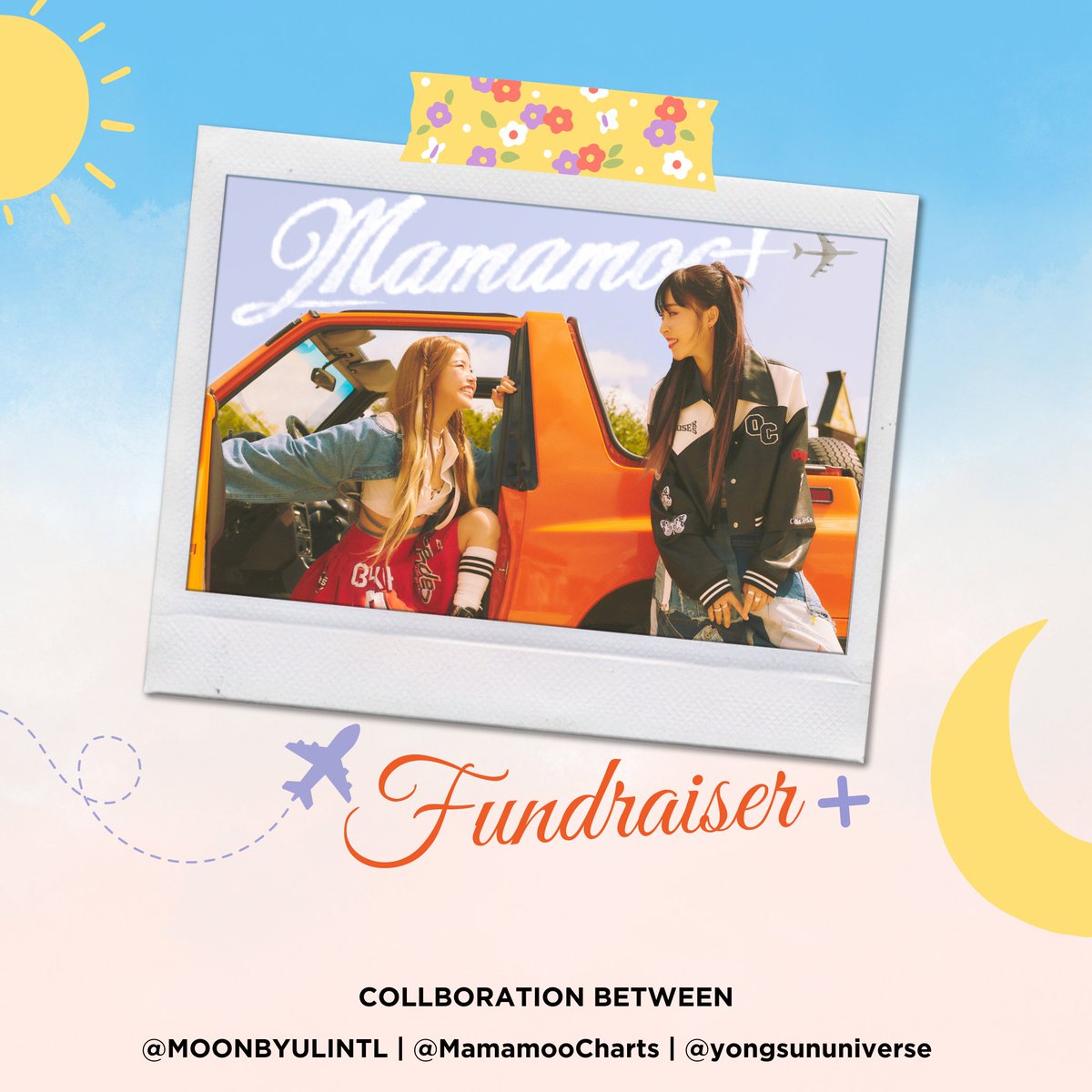 MamamooCharts's tweet photo. 🔶KO-FI FUNDRAISER🔶

We have opened a collaborative fundraiser with @MOONBYULINTL &amp; @yongsununiverse for Moonbyul &amp; Solar's subunit album! 

Funds will be used for:
🌙 YouTube Ads
☀️ ITunes

📍Ko-Fi
🔗https://t.co/wMj0YaGu0G

#MAMAMOOplus
#MOONBYUL #SOLAR
#문별 #솔라 #마마무 https://t.co/TO1a70unBt
