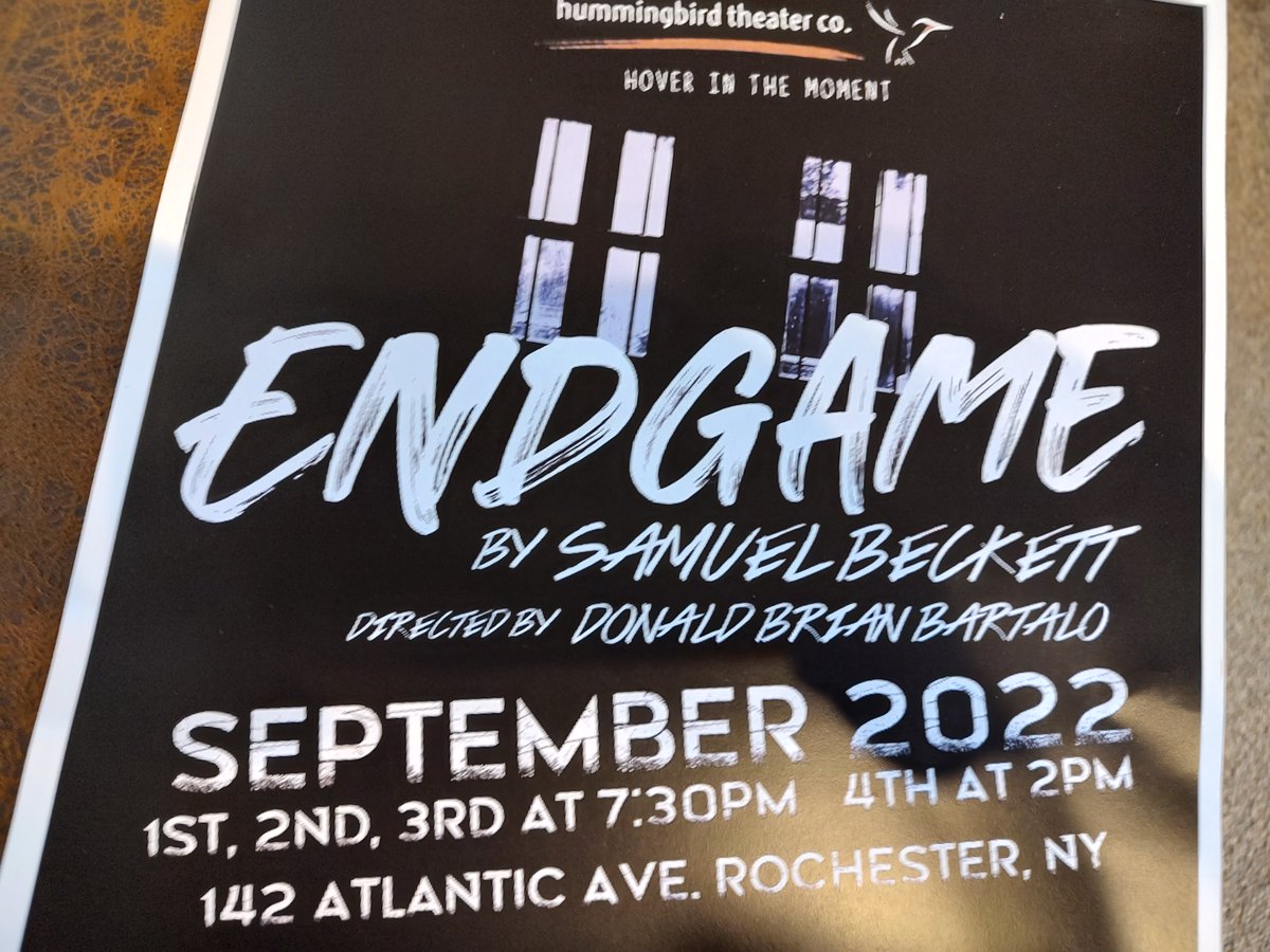 donbartalo's tweet photo. ENDGAME, by Samuel Beckett, is coming to MuCCC September 1-4. Beckett was awarded the Nobel Peace Prize for Literature in 1969. Reduced price tickets now on sale at https://t.co/r51IUKPkkv.
                                                         Graphic by Louie Polaski https://t.co/7xsuKgzfgH