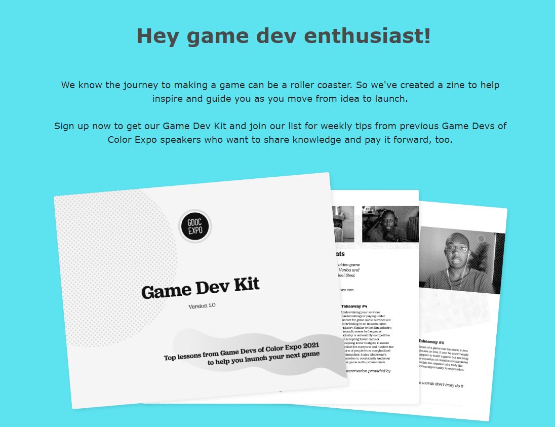 Have you gotten our #GameDevKit yet? This collection of talks and tips will help you get started with your game, while some will take them to the next level. Get access for free here: 

▶mailchi.mp/gamedevsofcolo…