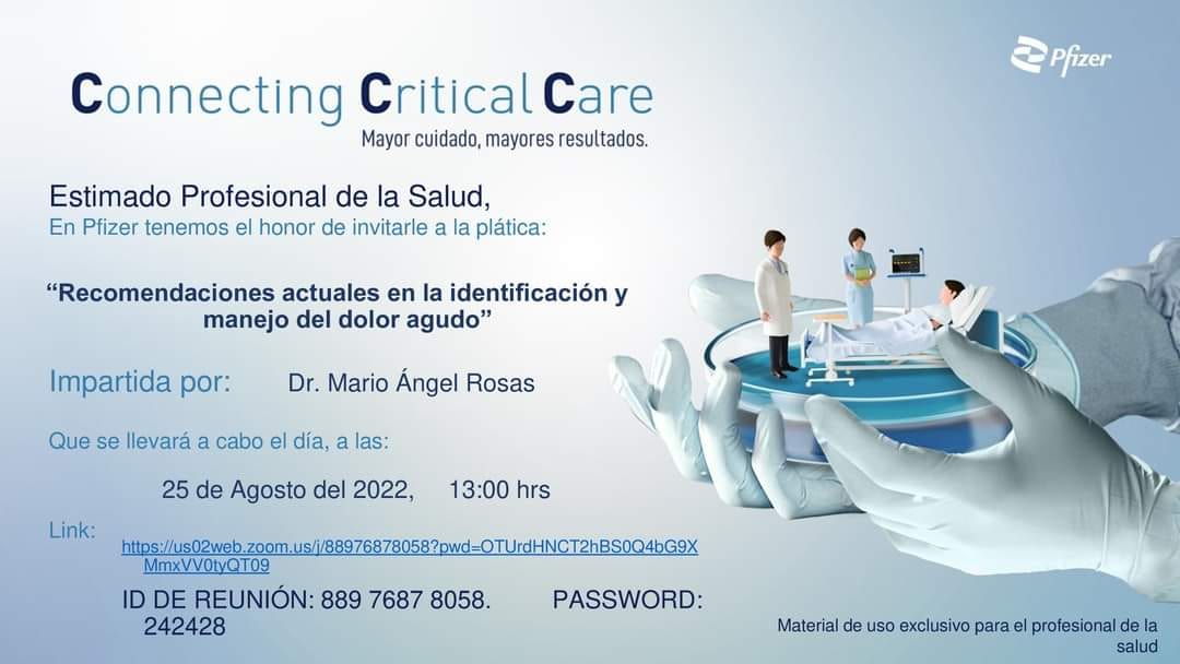 MedicaMocel's tweet photo. "Recomendaciones actuales en la identificación y manejo del dolor agudo"
Impartida por el Dr. Mario Ángel Rosas
Este 25 de agosto a las 13:00 hrs
#asociacionmocel #angelesmocel #mocel #doloragudo https://t.co/tRRUovpPu1