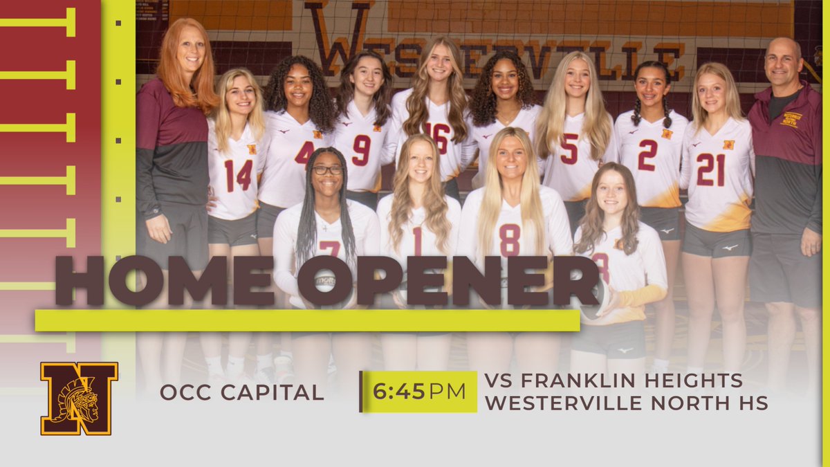 North Warriors AD (@northwarriorsad) on Twitter photo HOME OPENER:
🏐 <a href="/WNorthVb/">Westerville North Girls Volleyball</a> vs Fr Hts (Fr 5, JV 6, Var 715)
📌 WNHS MAIN GYM (tripleheader!)
🎟️ westervillenorthathletics.com/event-tickets
📺 youtube.com/channel/UC94B5…
Best of luck Lady Warriors!
#ALLN 🏐 HOME OPENER:
🏐 <a href="/WNorthVb/">Westerville North Girls Volleyball</a> vs Fr Hts (Fr 5, JV 6, Var 715)
📌 WNHS MAIN GYM (tripleheader!)
🎟️ westervillenorthathletics.com/event-tickets
📺 youtube.com/channel/UC94B5…
Best of luck Lady Warriors!
#ALLN 🏐