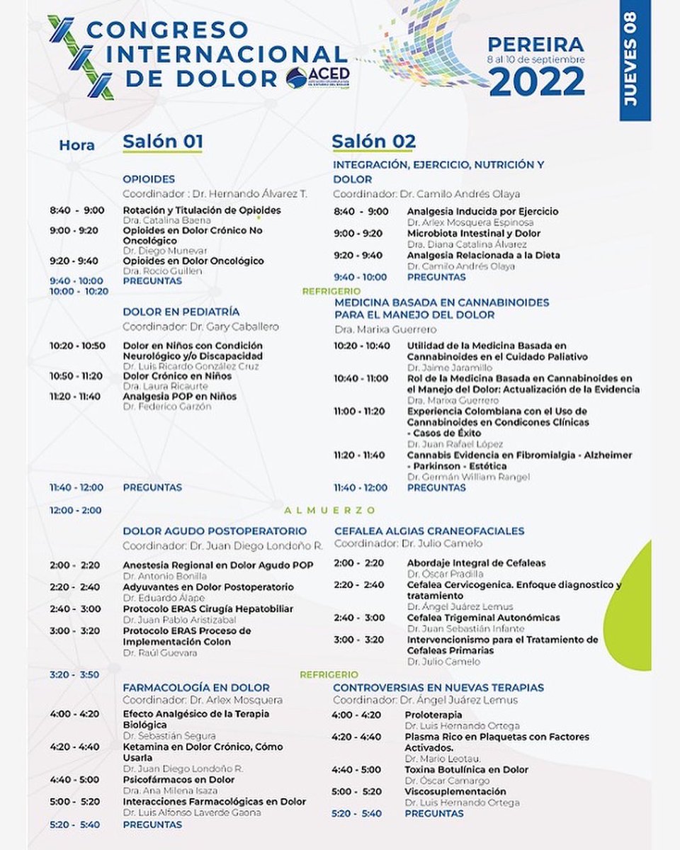 DolorACED's tweet photo. Conoce el programa del XXX CONGRESO INTERNACIONAL DE DOLOR ACED 2022.

@drvictorsilva @angeljl84 @don.anestesiologo @drangeljuarezlemus @dr.felipeamejia @uniandes @uam @visiondelasamericas @utpereira @iasp_pain 

#congresointernacional #pereira #colombia🇨🇴 #pain #dolor https://t.co/BE6Aa7ArBa
