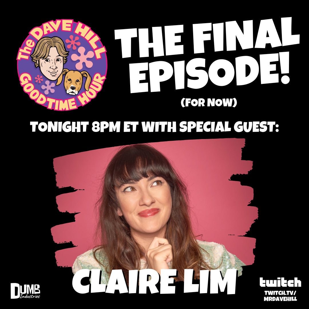 GoodtimeHour's tweet photo. EVERY ANGEL WITCH HAS A FINAL FLIGHT…

Join us tonight for the FINAL (for now) EPISODE OF THE DAVE HILL GOODTIME HOUR!

Watch Dave from Before, Boy Criminal Chris Gersbeck and NJ Chicken Rancher Dez TOGETHER ONE LAST TIME as they talk to our final (for now) guest @weeclaire! https://t.co/YNN8Z3dkb1