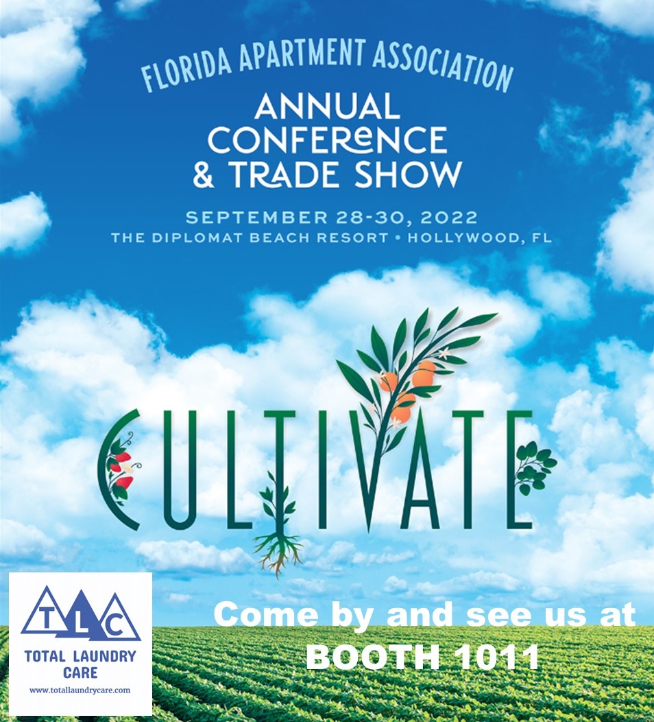 Excited for the upcoming FAA Annual Conference &amp; Trade Show! Drop by booth 1011 and say hello! 

#FAA2022 #totallaundrycare #multifamilylaundry #commerciallaundry