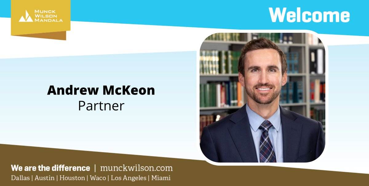 MunckWilson's tweet photo. MWM welcomes Andrew McKeon, #litigation partner with extensive #realestate and land use experience, to the Los Angeles office. Andrew moved to LA from our North Austin location. Learn more: https://t.co/RfhKrwYnB1 #legal https://t.co/9NgNwMCiqK