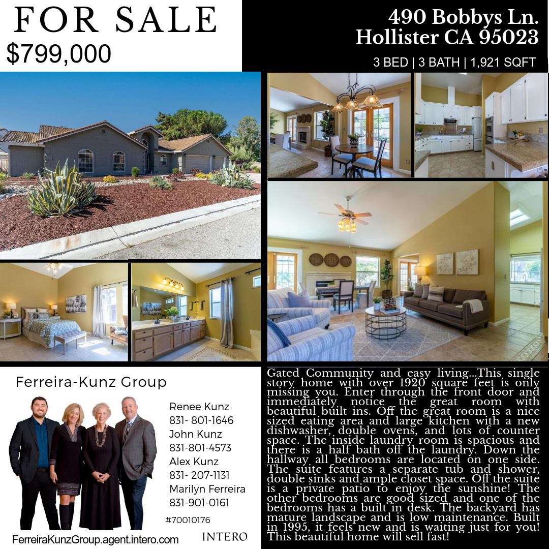 FerreiraKunzGrp's tweet photo. New Listing!
490 Bobbys Ln.
Hollister CA 95023
3 Beds | 3 Baths | 1921 SqFt
https://t.co/3YqG45YxkZ
#Newlisting #homedecor #Luxury #Realestate #California #lifestyle #Realtors #investment #property #home #realtorforlife #instarealtor #intero #Hollister #FerreiraKunzGroup https://t.co/CbII98V3QS