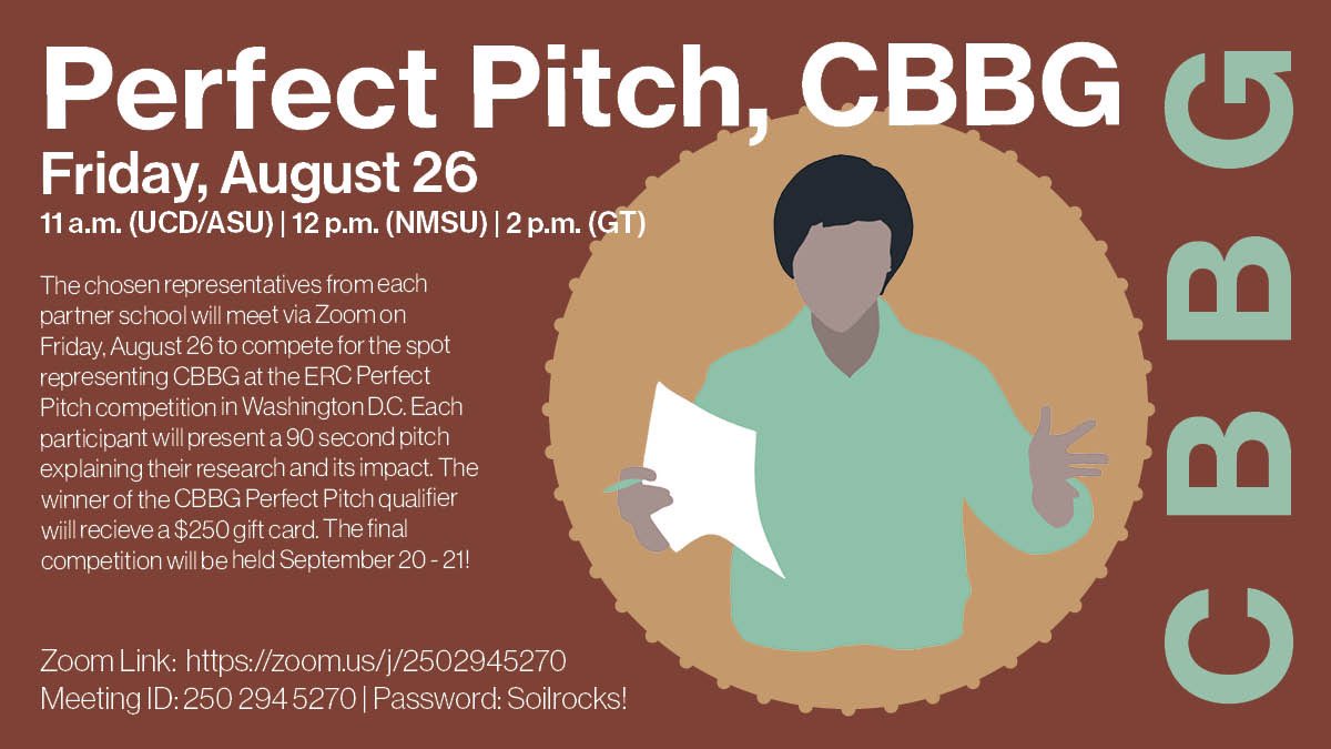 Representatives from each CBBG partner school will compete this Friday for the CBBG spot at the ERC Perfect Pitch competition! <a href="/NSF/">U.S. National Science Foundation</a>
