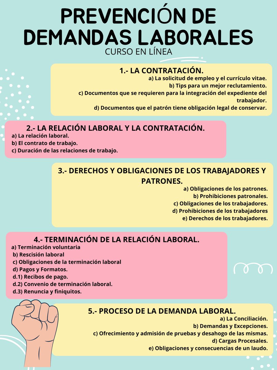 Curso en Línea: Prevención de Demandas Laborales
10 de Septiembre de 2022
10% de descuento con el código VHSD10
Paga hasta en 18 meses sin intereses
Se otorgan 5 puntos ante CONARH
Tel. 5551168659
Whatsapp: 5566807726 postly.app/13DL
postly.app/13DM