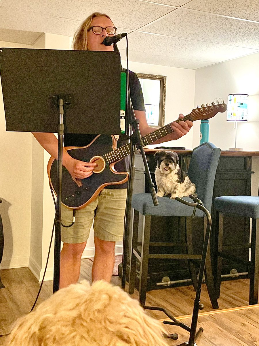 Good audience at rehearsal .. #pups #ilovedogs #fender #fenderacoustasonic #newrock