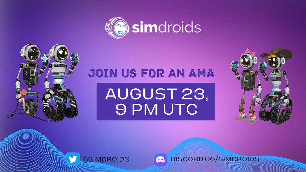 simdroids's tweet photo. Join us tomorrow at 9 pm UTC for an AMA on more information regarding Simdroids and the Apollo ecosystem! You are NOT going to want to miss this!
Discord: https://t.co/ckGZMKUior
#apolloventures #NFTS #NFTGEMS #CRYPTO #CRYPTOGEMS #1000XGEM #1000X #SIMDROIDS https://t.co/Trv4zpnhBv